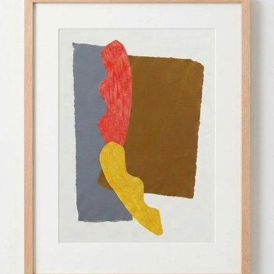 Embrasser — Solange Pinault — Technique mixte et collage sur papier, 100×80 cm