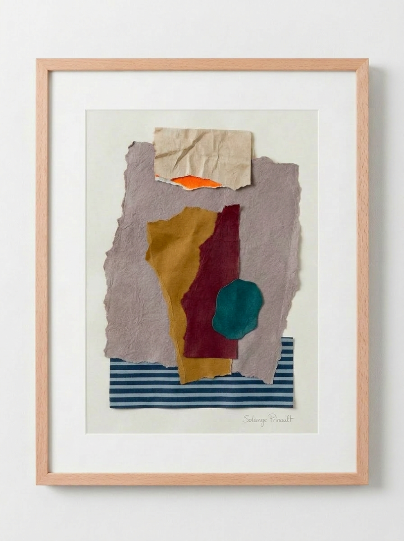 Strates — Solange Pinault — Technique mixte et collage sur papier, 100×80 cm